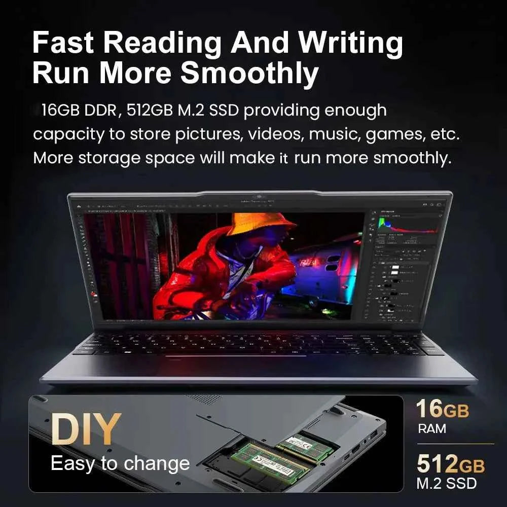 New Windows 11 15.6" Ultra Slim Portable Laptop intel Core i9-9900U 16GB RAM 1TB 2TB SSD Fingerprint Office Gaming Laptop PC