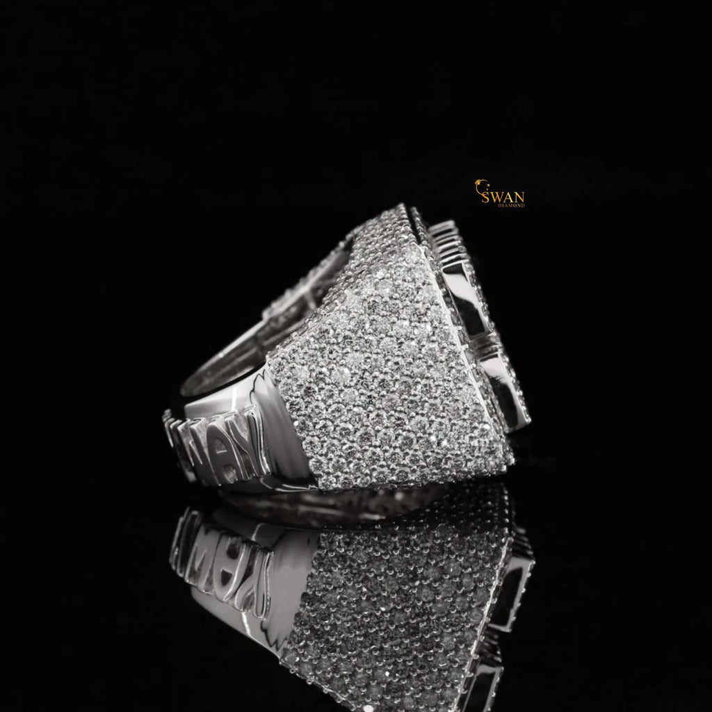 Stylish 10K Solid Gold IGI Certified Lab Grown Diamonds Fully Iced Out Hip Hop Party Ring for Men's Trendy Fashion