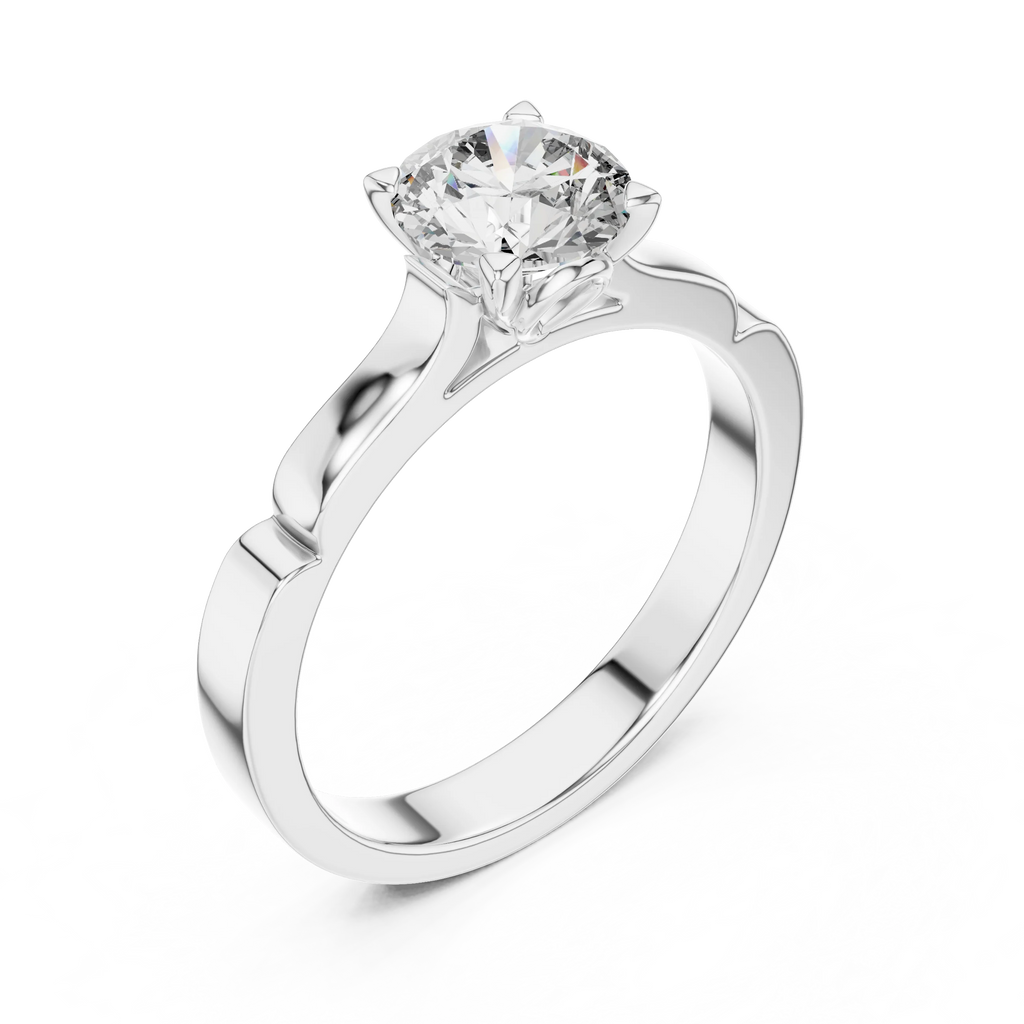 Wholesale 1ct Lab Grown Diamond Ring | 925 Sterling Silver | EF-VS1-2 | 4 Triangle Prongs Round Diamonds | Customizable Ring