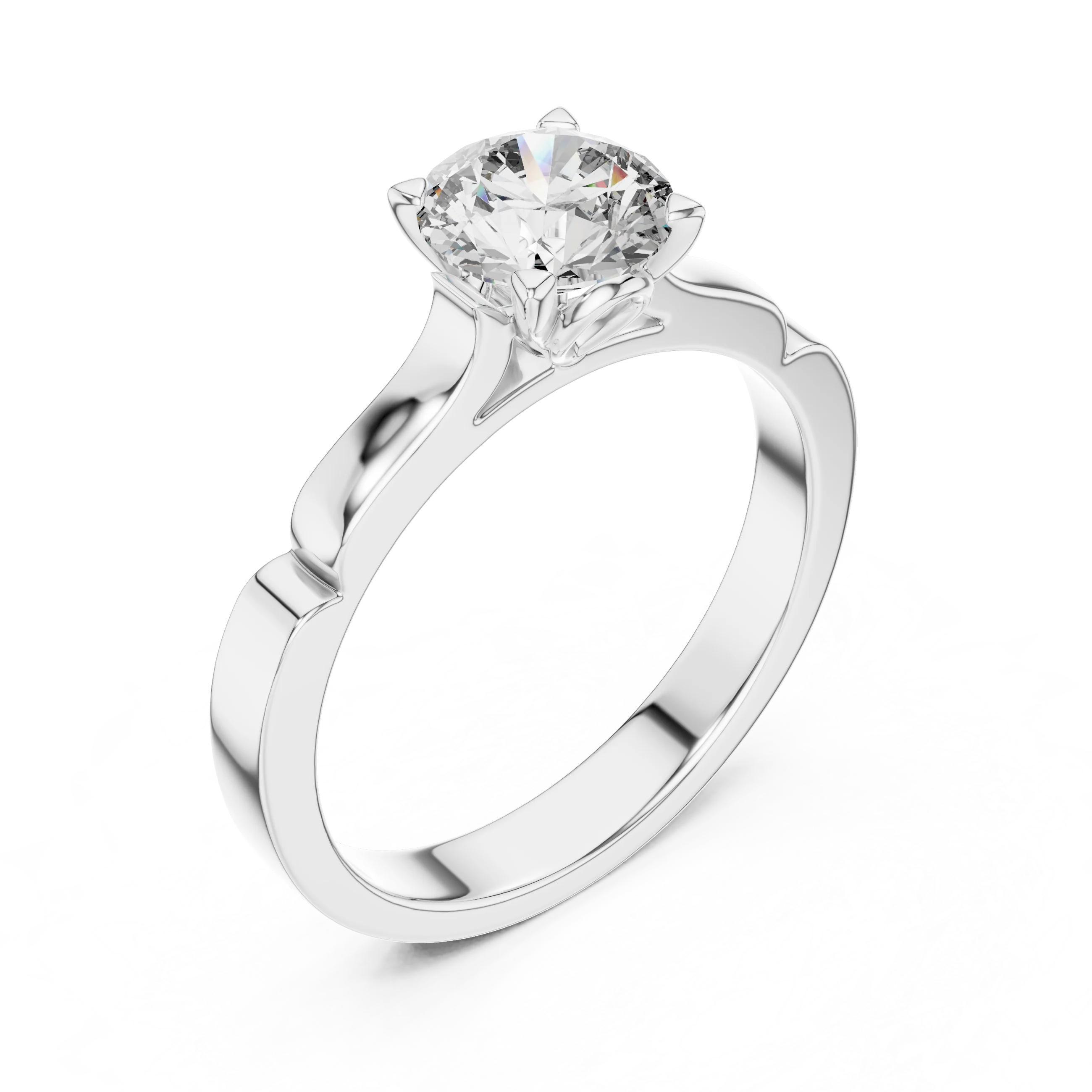 Wholesale 1ct Lab Grown Diamond Ring | 925 Sterling Silver | EF-VS1-2 | 4 Triangle Prongs Round Diamonds | Customizable Ring