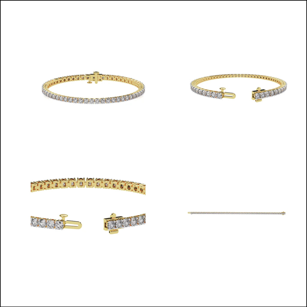 Women's 12.3Ct VS Clarity Lab Grown Diamonds Trendy EF Color Bracelet with Versatile 14K Gold Bangles