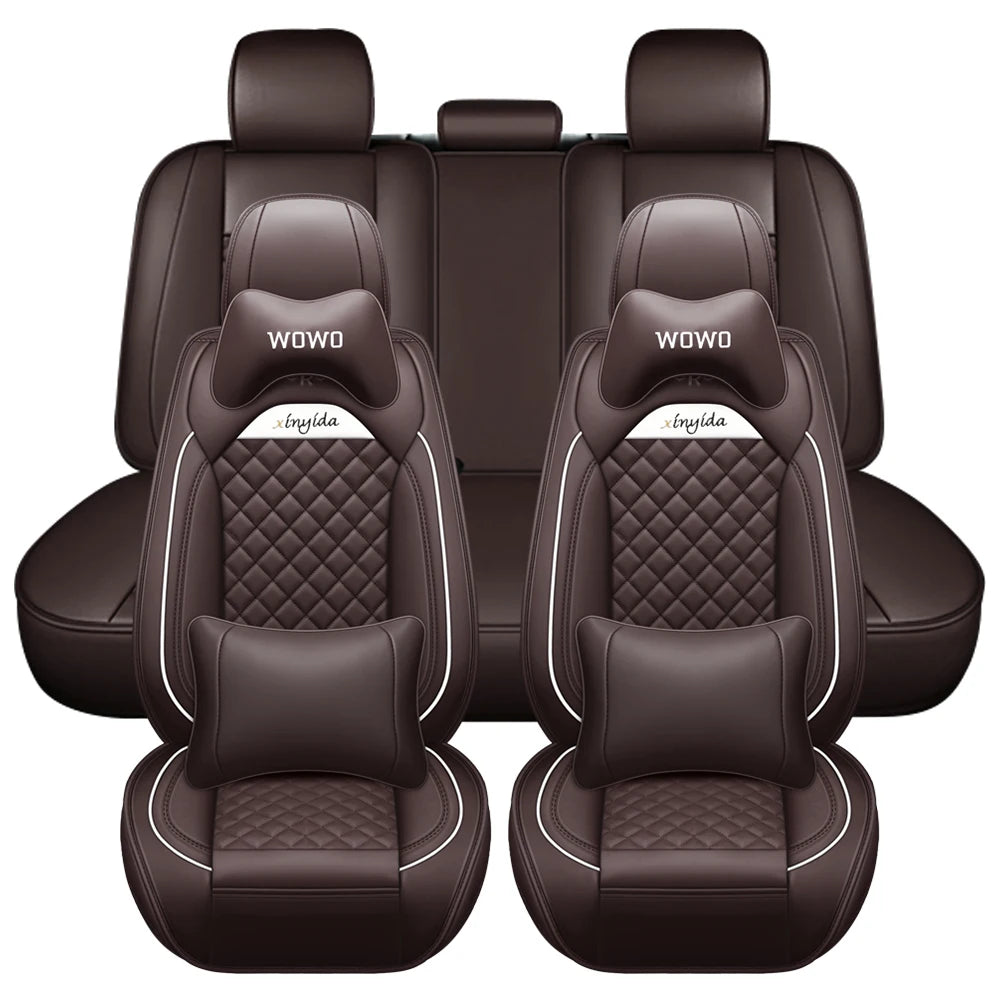 Car Seat Covers 5-Seats Headrest + Pillow Faux Leather Cushion MH88 Universal Seat Cover