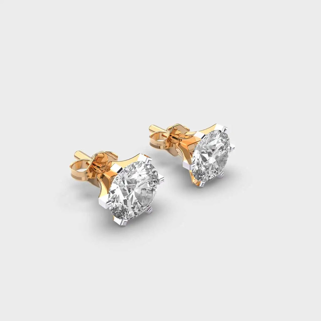Lab Grown Diamond Stud Earring 14K White Gold Push Back Closure Cute Unisex Jewelry with Customized Color and Fine Gift