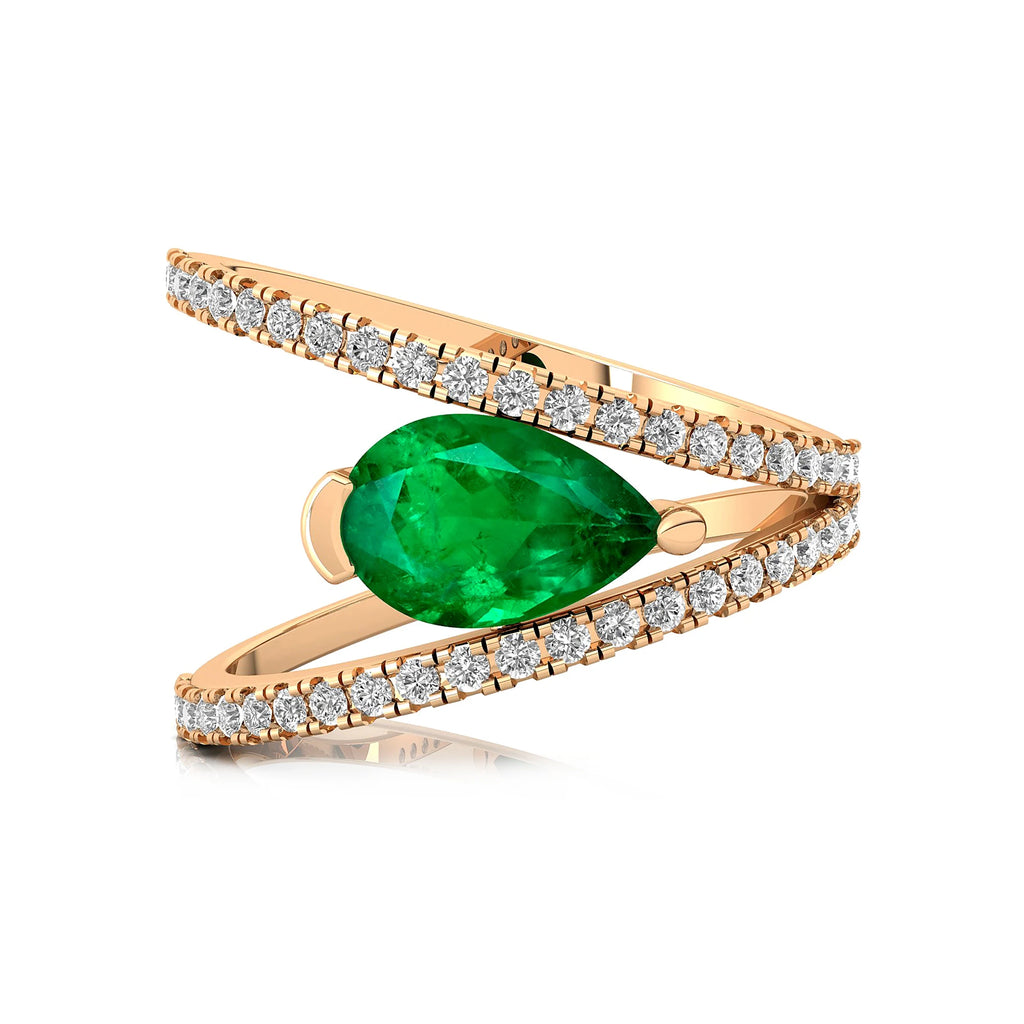 18kt Rose Gold Cocktail Fine Bridal Rings May Birthstone Lab Grown Emerald Gemstone Certified Real Diamonds Rings OEM Jewelry