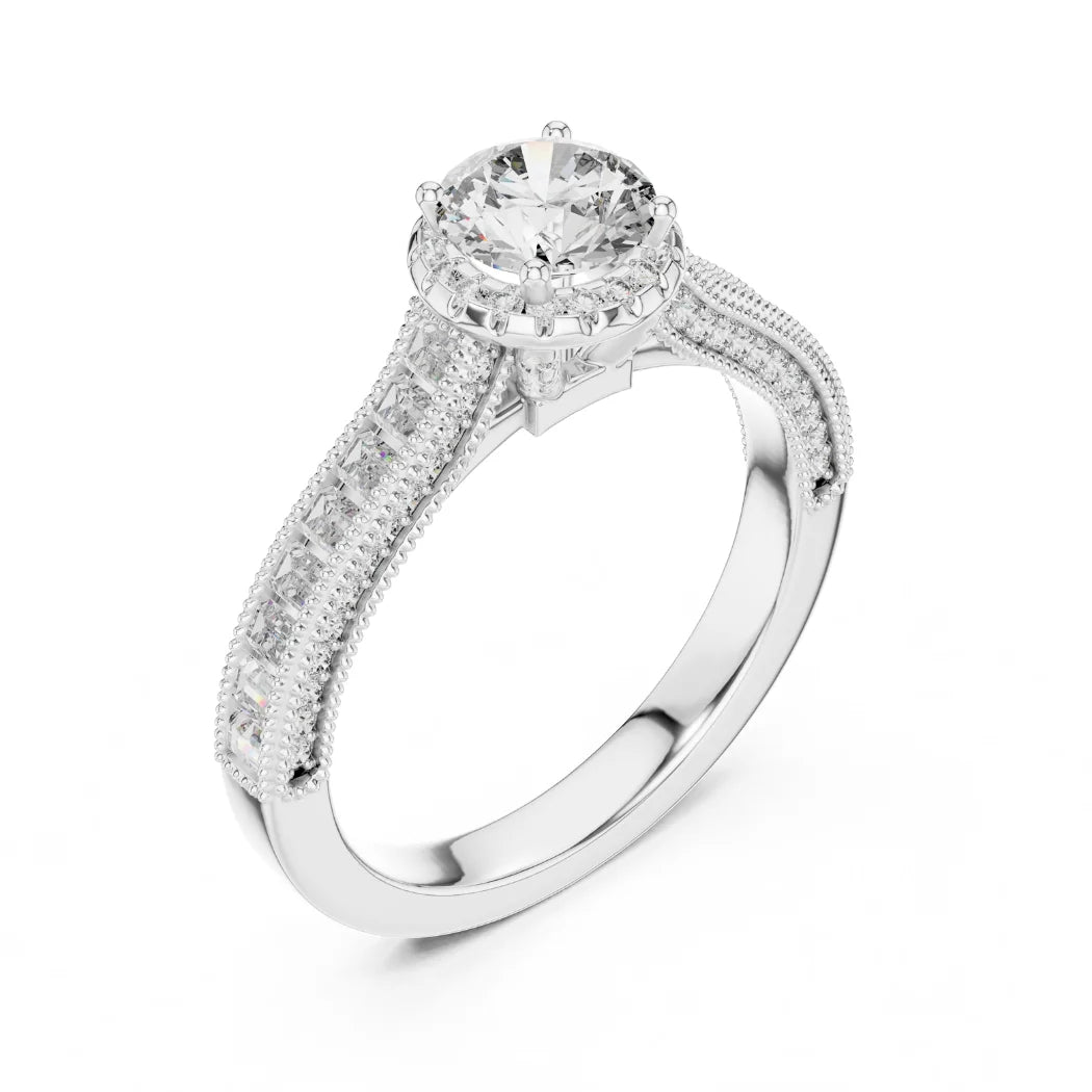 Trendy Fancy Round and Baguette Diamond Ring IGI Certified Lab Grown Stones Perfect for Engagement Wedding Luxury Gifts