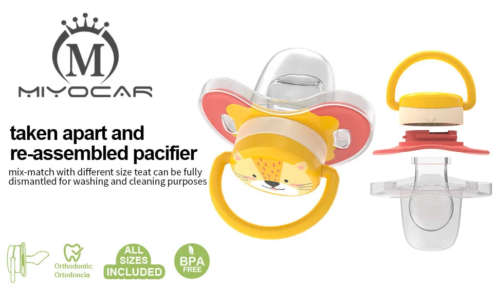 Miyocar Lovely Baby Pacifiers Bring Replacement Nipple (2 Pcs) Includes 6 Different Sized Silicone Teat for Boy Girl all size