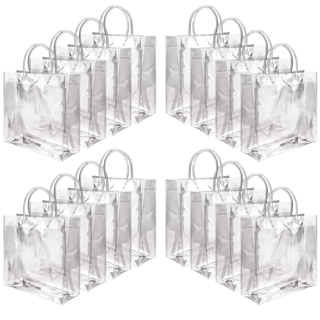 20-Pack Clear Plastic Gift Bags with Handles - Reusable PVC Party Favor Bags for Birthday, Wedding, Christmas, Mother's Day