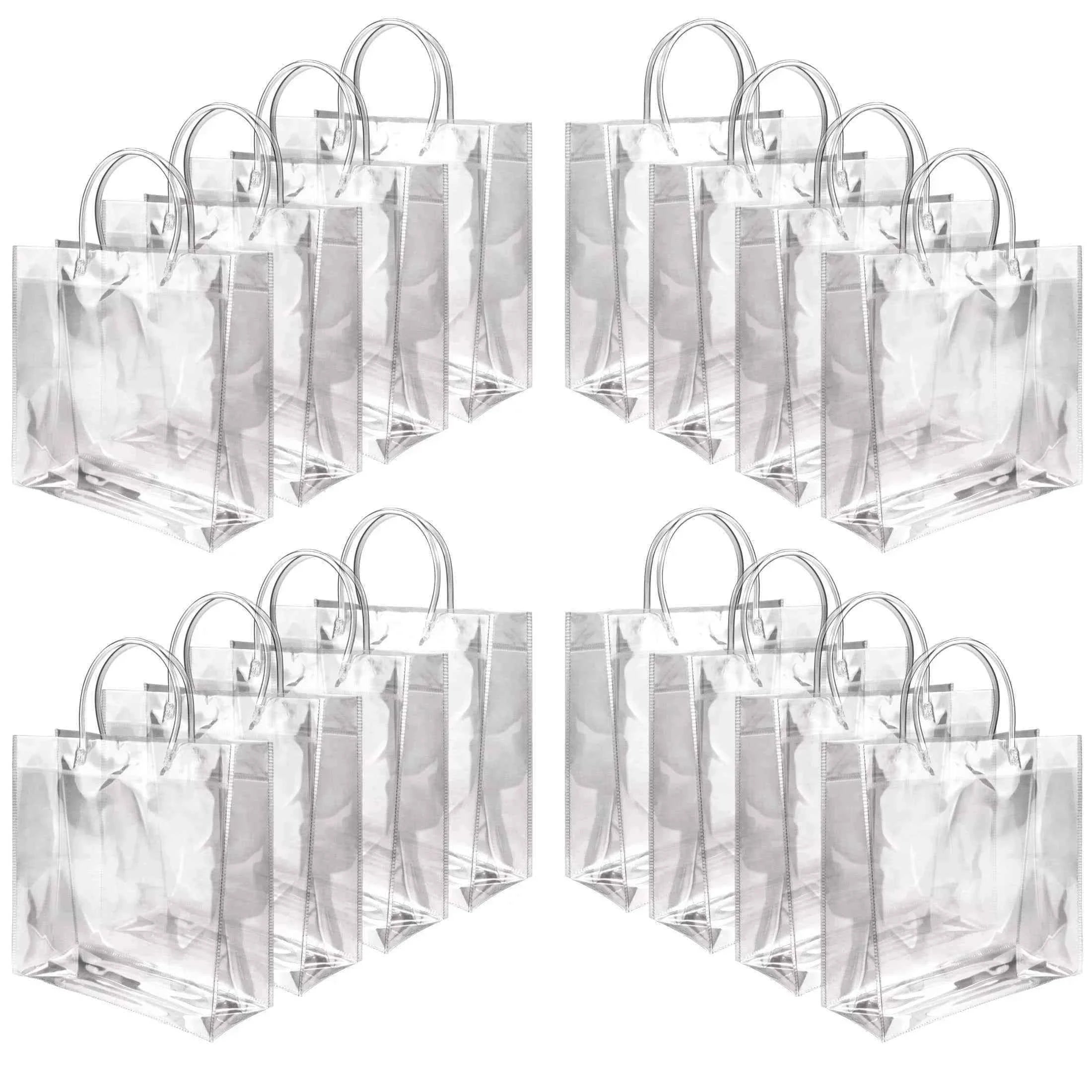 20-Pack Clear Plastic Gift Bags with Handles - Reusable PVC Party Favor Bags for Birthday, Wedding, Christmas, Mother's Day