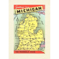 Vintage Lined Notebook Greetings from Michigan, Map - Paperback