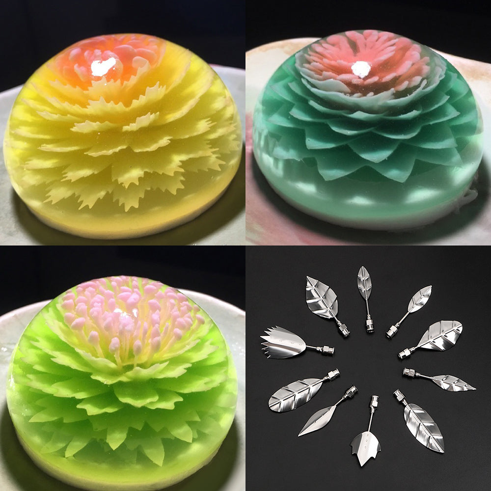 Jelly Cake Jello Gelatin Tools 3D Jelly Flower Art Tools Cake Decorating Tools 10 pcs Pudding Nozzle +1 Syringe Tools