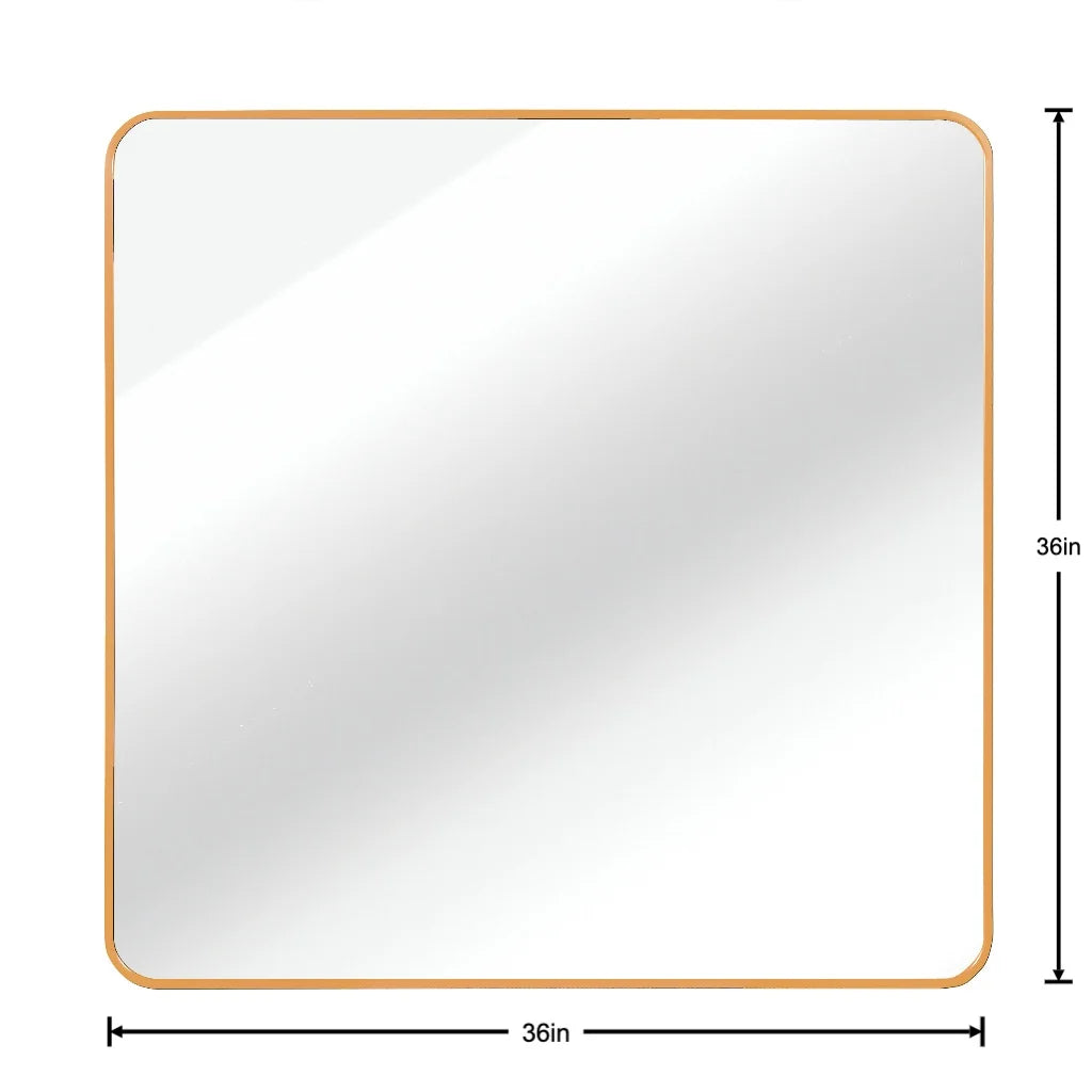 Modern 36in X 36in Inch Gold Frameless Square Bathrrom Mirror with 5mm Aluminium Glass for Home Hotels Wall Decorative Purpose