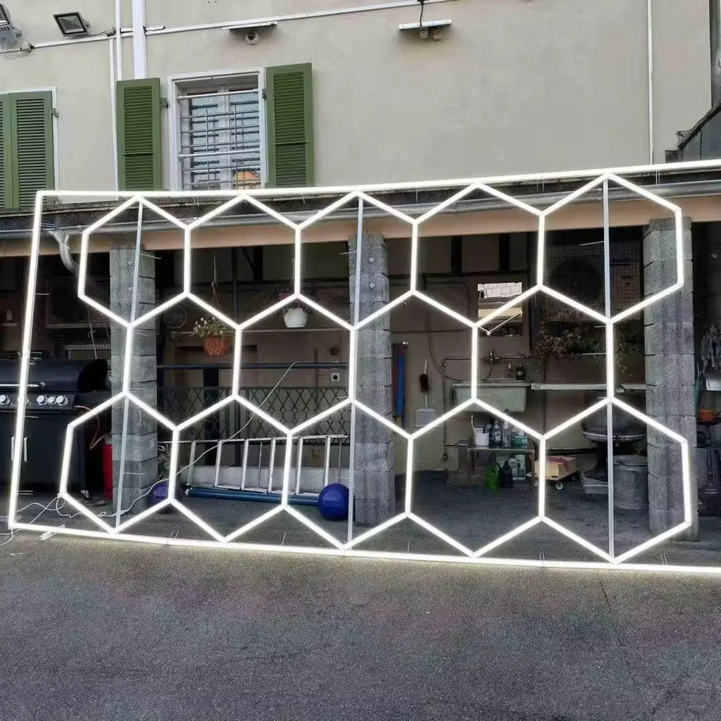 ETOP 14 Hex Grid Light Detailing Studio Poshing Workshop LampHexagon Ceiling Light for Car Detailing Garage Workshop Lighting