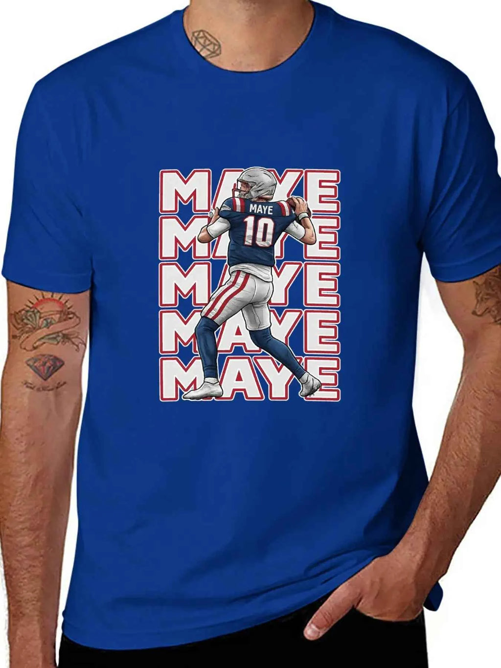 USA In-Stock New England Team Culture Shirt MAYE #10 Jersey T-Shirt Men's Casual Crew Neck T-Shirts 100% Cotton 180g Stretch Top