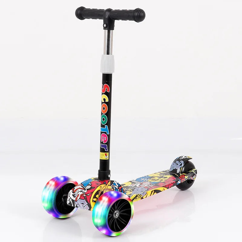 Diblo Kids' Battery-Powered Electronic Foot Scooter LED Light-Up Foldable Seat Adjustable Handlebars 3-Wheel Design Rear Foot