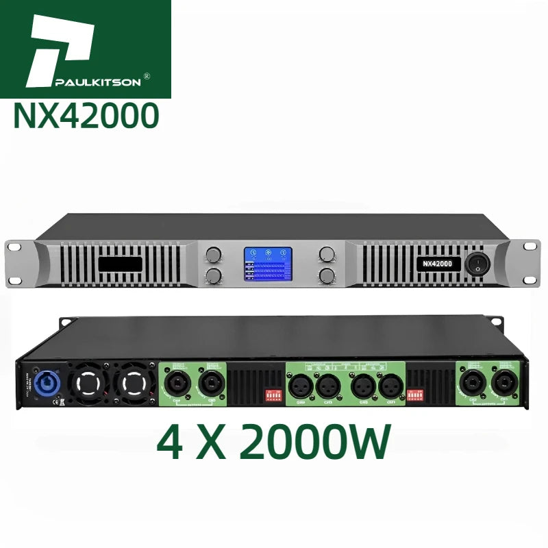 Paulkitson Professional NX21800 Subwoofer Sound Amplifier 2-Channel Class D Power Equipment for Stage Application 4ohm 8ohm