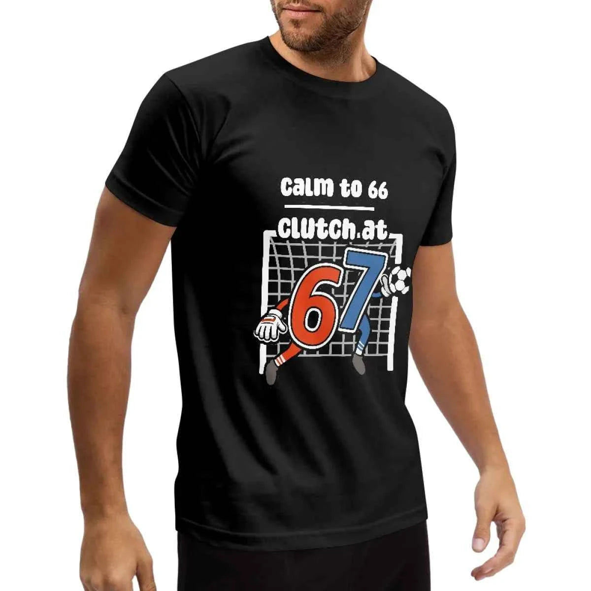 Funny 67 T-Shirt for Kids Crew Neck Football Match 67 Graphics Fun Printed Men's Cotton T-shirt Perfect Gift Tops Clothing