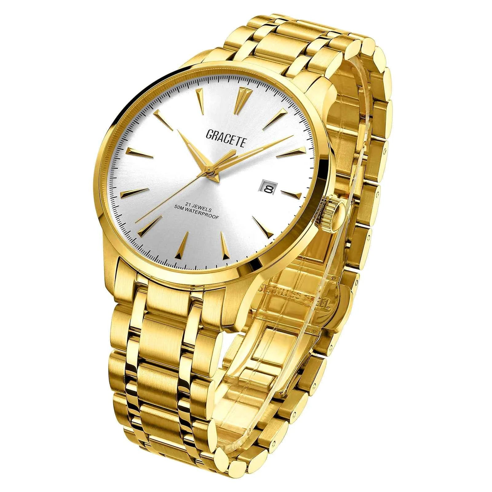 2023 Golden Mechanical Watch for Men - High-End Stylish Stainless Steel Design