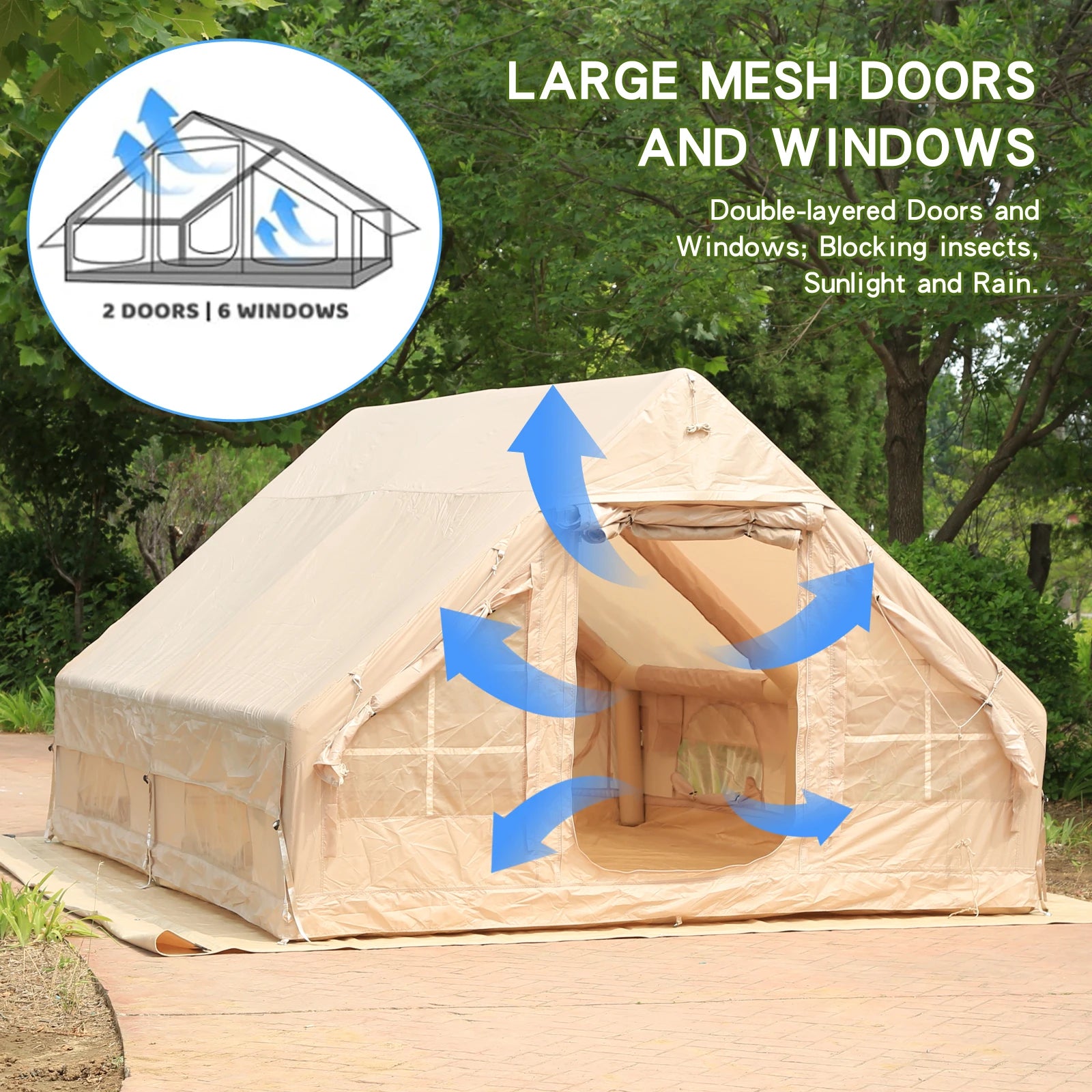 12-square-meter Inflatable Tent, Windproof, Rainproof, Moisture-proof, Portable for Outdoor Camping, No Setup Required