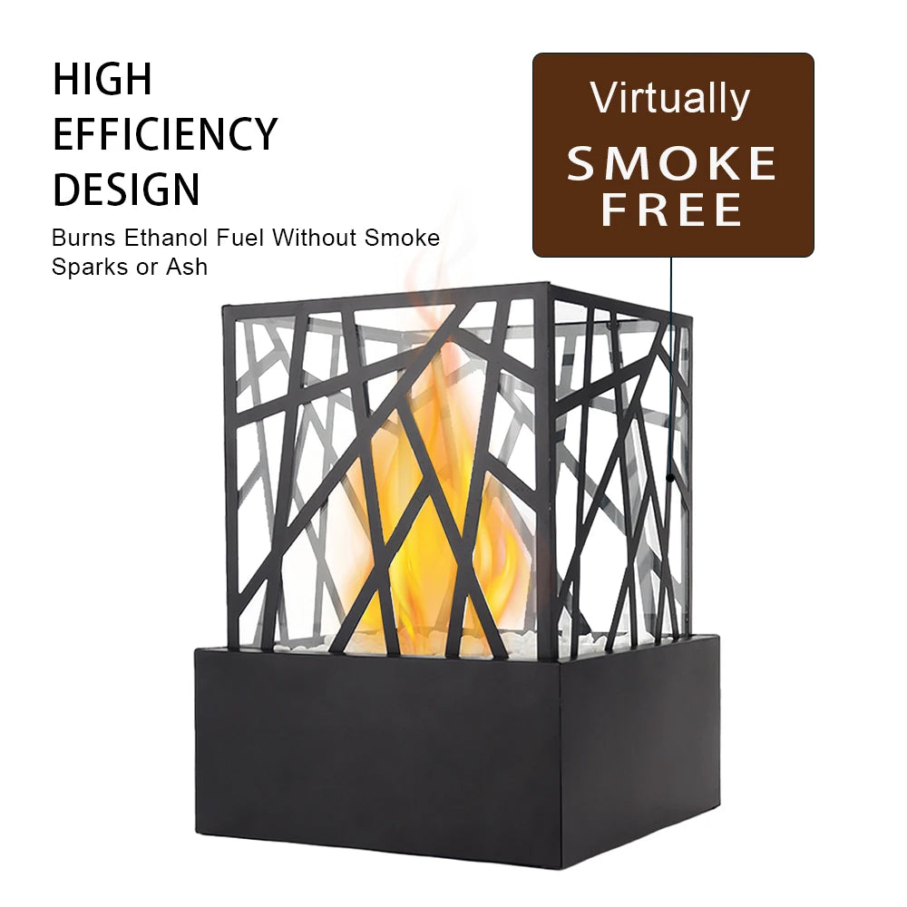 Bioethanol Fireplace Dining Table Fireplace With Glass and Cover Best Gift Smokeless Real Fire Pit For Home Hotel