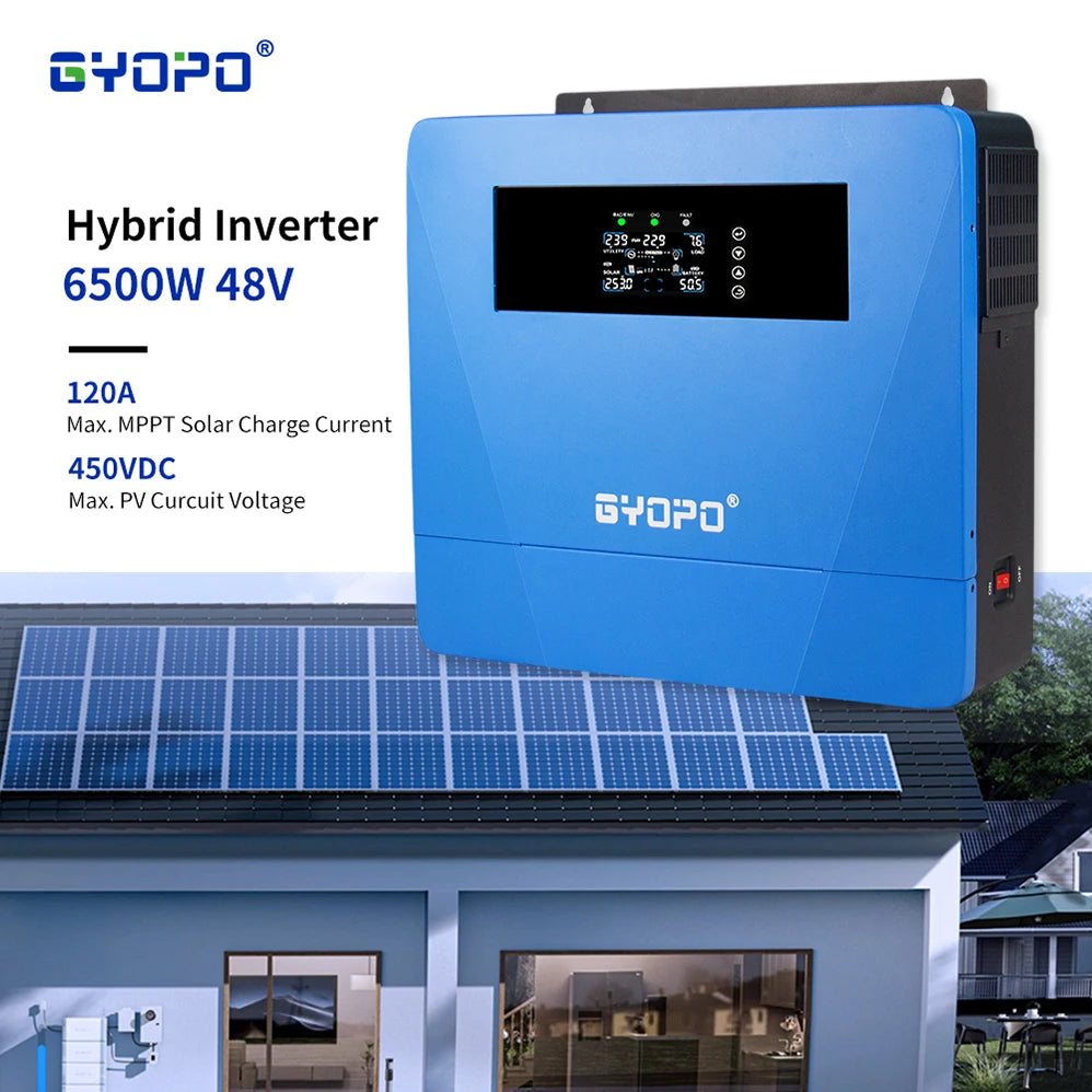 Single-Phase 6.5kw/6500 Watt Output Hybrid Solar Electric Inverter for Solar Systems