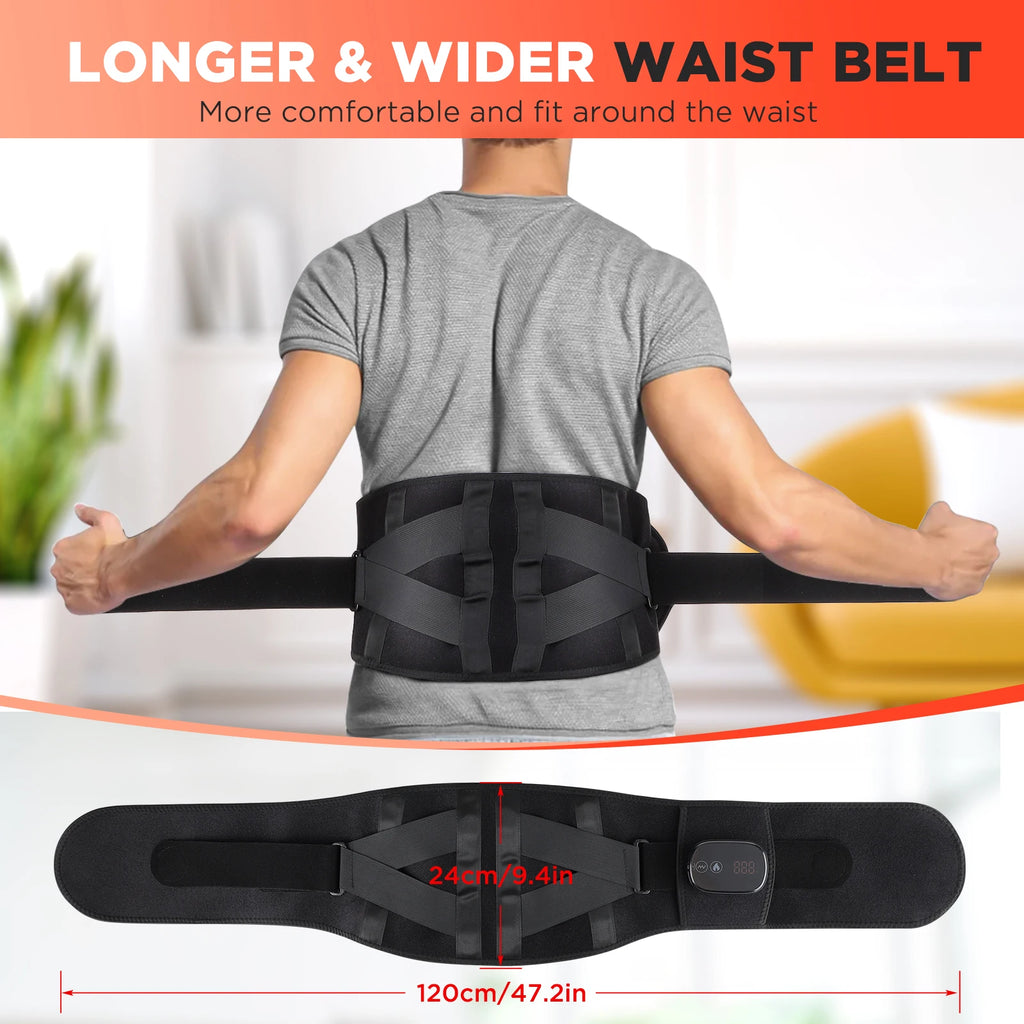 USA Free Shipping Rechargeable Electric Lumbar Brace Lower Back Massage Belt Red Light Heating Vibration Waist Support Massager