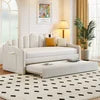 Modern Twin Size Velvet Upholstered Daybed Trundle USB Charging Ports Convertible Living Room Sofa Bed No Boxspring Needed Black