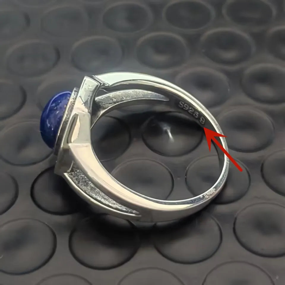 Mikaelson Original S925 Silver Jewelry Fine Ring  for Men Women the Vampire Diaries Inspired Natural Lapis Lazuli Fashion Gift