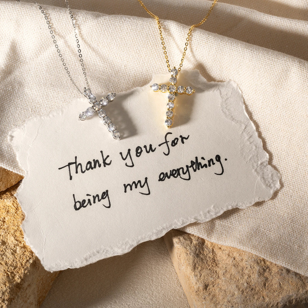 Free Ship Christian Religious Jewelry S925 Silver Women Men Jesus 14K Gold Plated CZ Diamond Cross Luxury Pendant Necklace