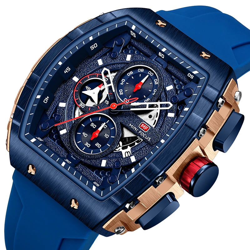 MINI FOCUS 0399 New Silicone Men Watch Business Casual Calendar Quartz Watches Sport Waterproof Luminous Men's Wristwatches