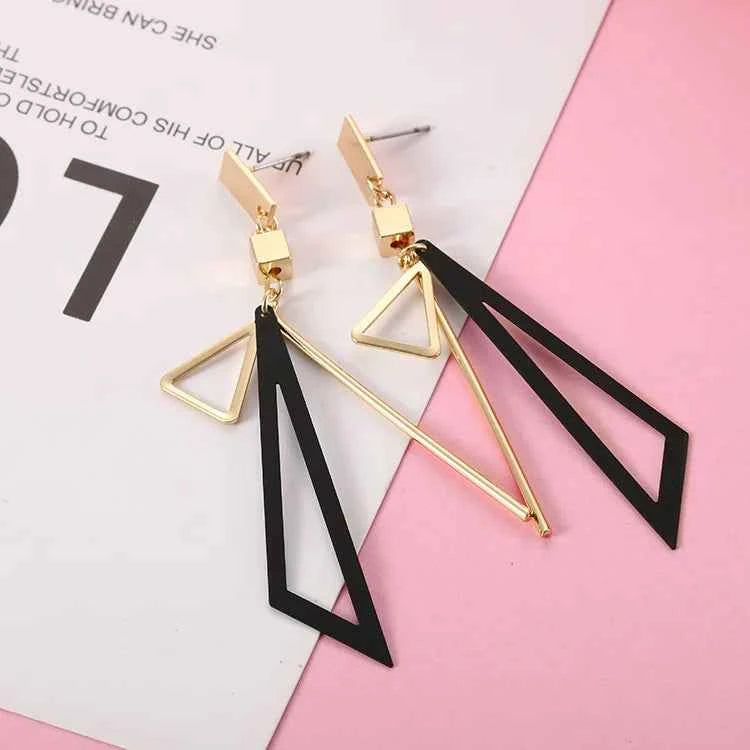 Korean Long Statement Geometric Triangle Tassel Dangle Drop Earrings For Women Earrings Fashion Jewelry Oorbellen Brincos