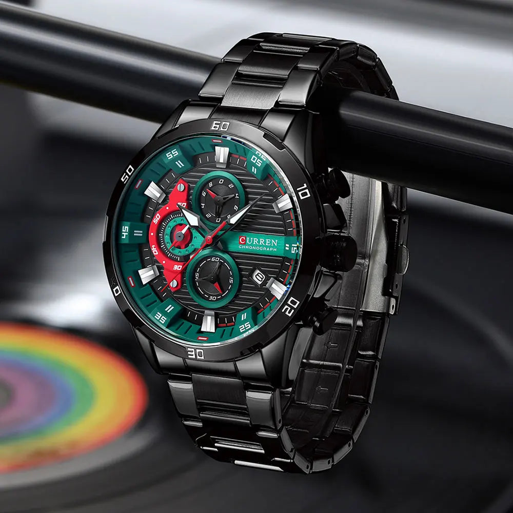 CURREN Men Watch Top Brand Luxury Sports Quartz Mens Watches Full Steel Waterproof Chronograph Wristwatch Men Relogio Masculino