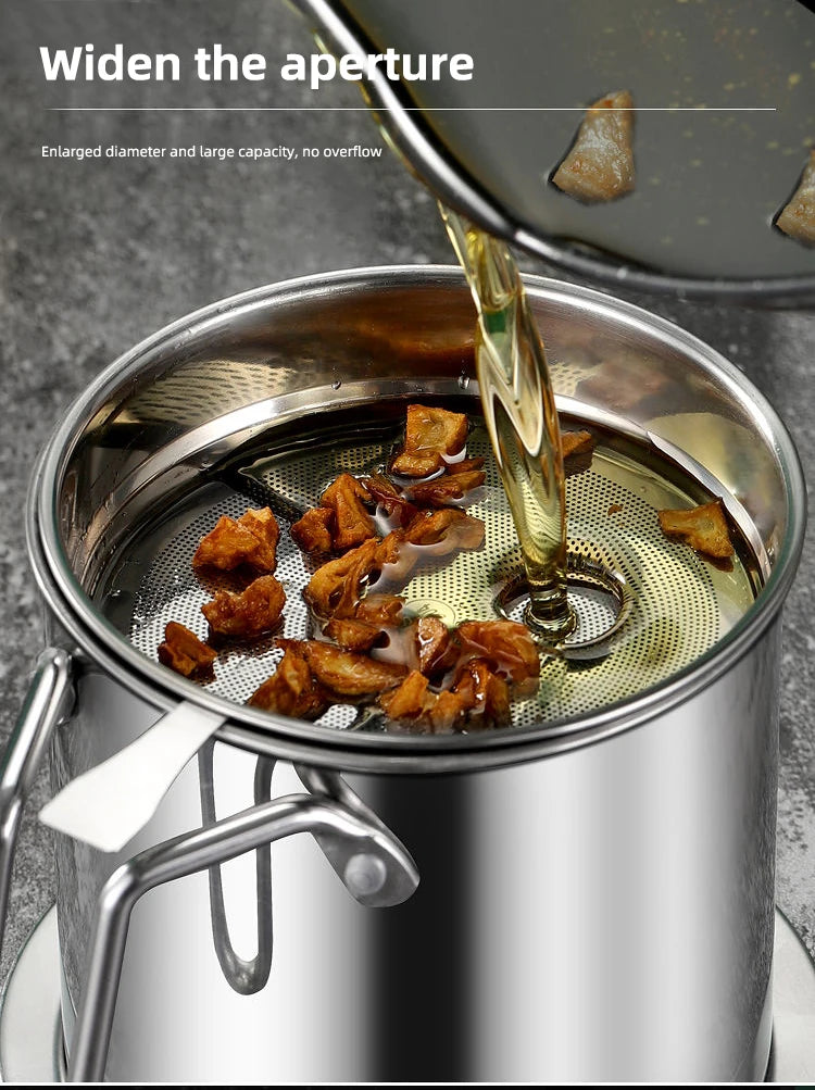 Stainless Steel Oil Strainer Pot Container Jug Storage Can With Filter Cooking Oil Pot For Kitchen Household Tools