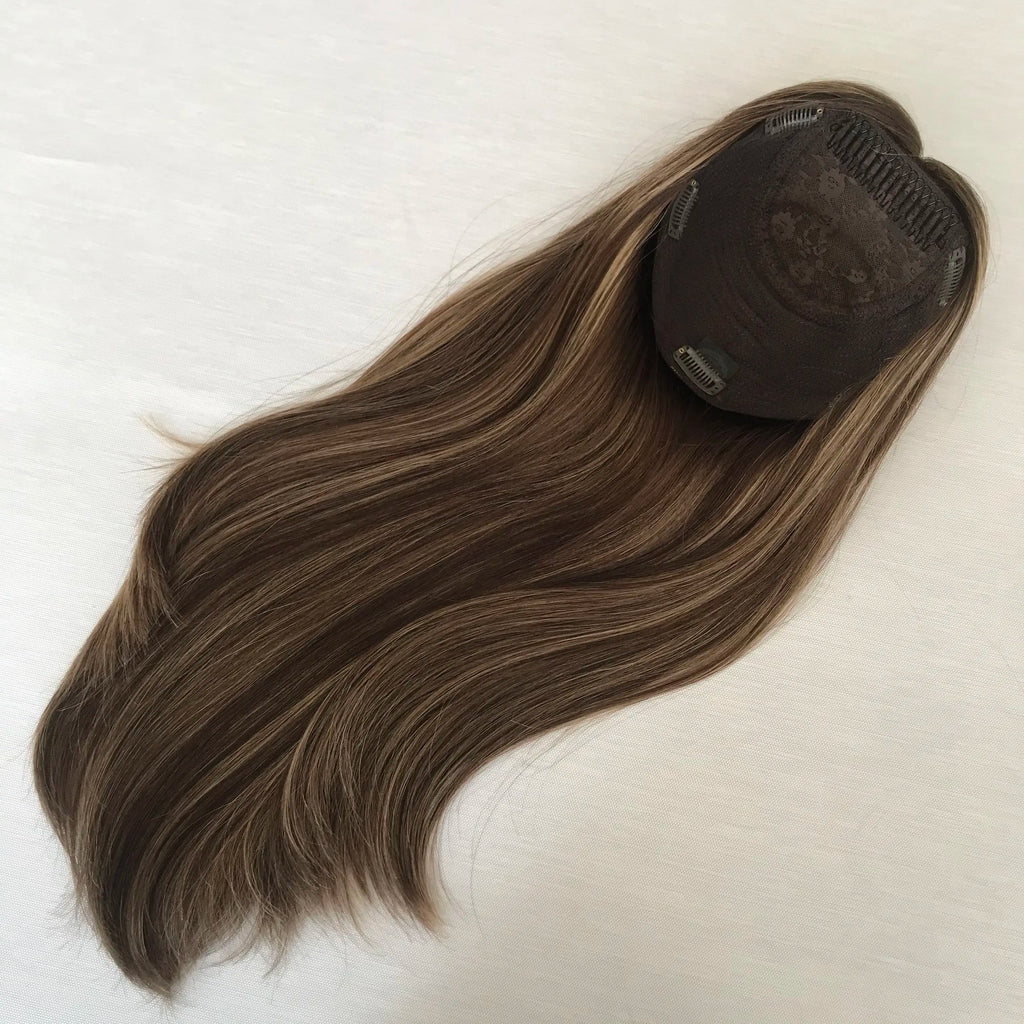 Kosher Certifications Factory Discounted Natrual Color European Raw Human Hair with Silk Jewish Topper Kippa Fall