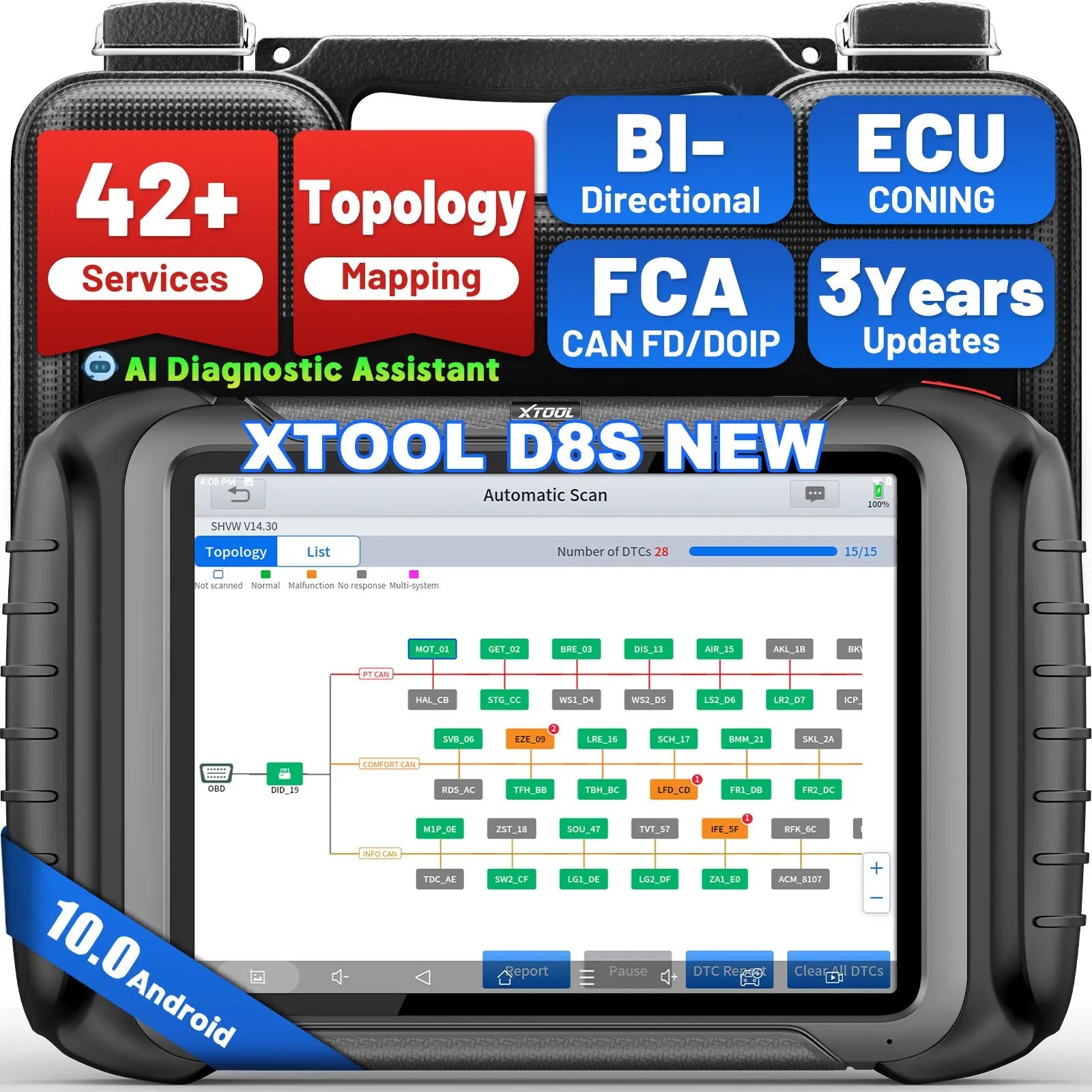 EU Warehouse XTOOL D8S EU All System Diagnostic Obd2 Scanner Ecm Programming Tool Automotive Key Programmer for All Key Lost