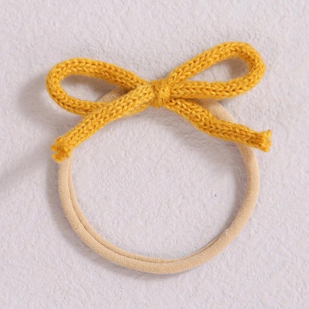 1pcs Wool Bow Elastic Baby Headband for Newborn Girls Hairbands Bowknot Infant Classical Headwear Turban Baby Hair Accessories