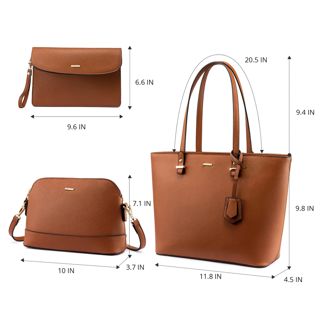 LOVEVOOK Hot Sale Factory Custom Women PU Leather Tote Bag High Quality Summer 3 Pieces Ladies Purses and Handbags for Women Bag