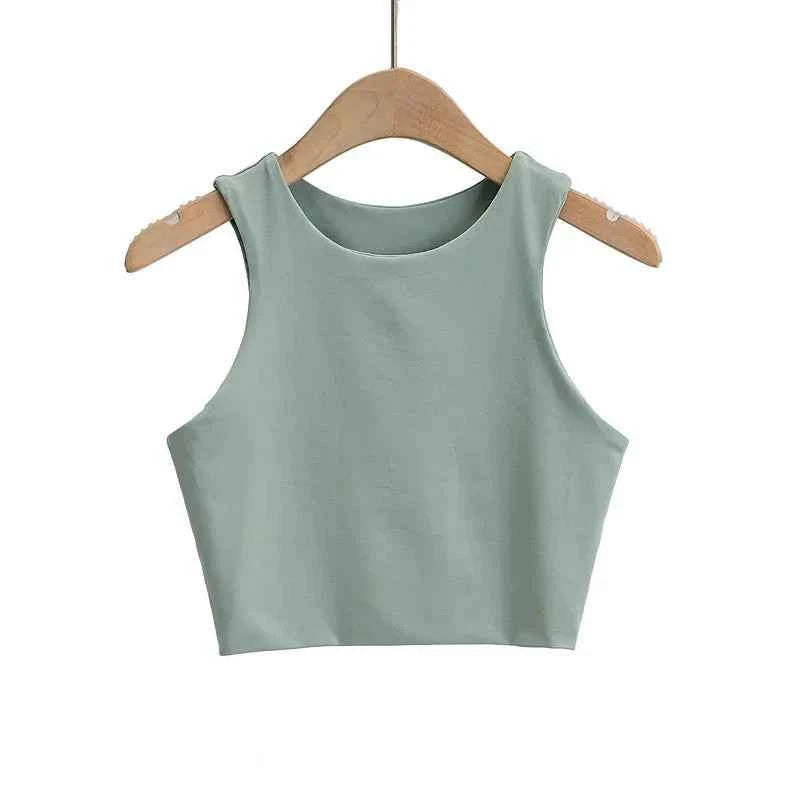 2023 Summer Fashion Women Sexy Slim Tops O-neck Sleeveless Double Nylon Ladies Good Quality Tank Tops 6 Colors