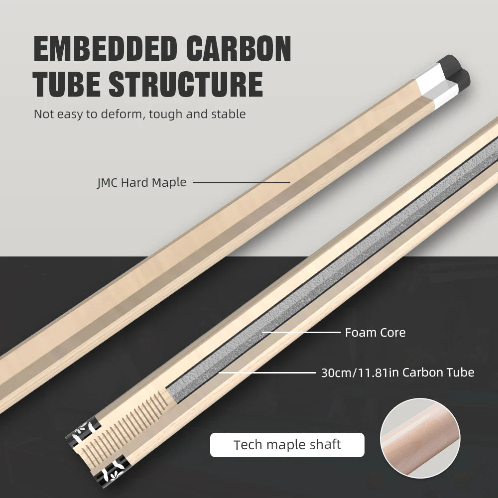 For KL-YG1 YG1 Series High Quality Maple Pool Cue Stick Customizable Center Joint 147cm 3/8*8 Stainless Steel Joint 12.5mm