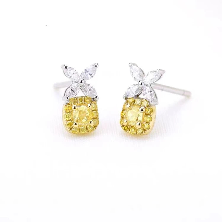 Sgarit Jewelry Manufacturer Custom Jewelry Stud Earrings 14K White Gold 1ct Yellow Moissanite Stud Earrings Anniversary Gift