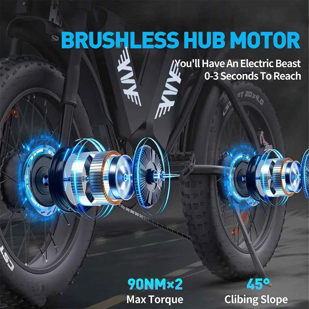 US Free Shipping Yvy Ridstar Q20pro 52V 40AH Dual Motor Electric Bicycle Electric Mountain Dirt Bikes Fat Tire EBike for Adults