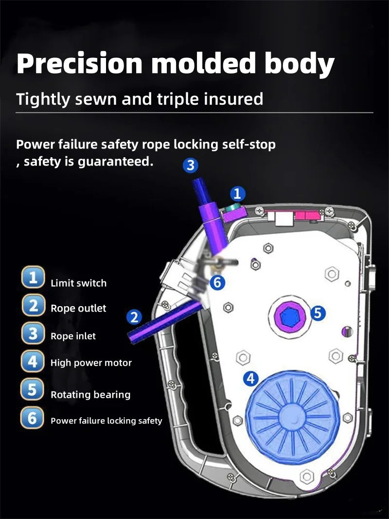 New 200kg Portable Electric Rope Climbing Hoist Third Generation Design Durable High Strength Chemical Resistant Dynamic