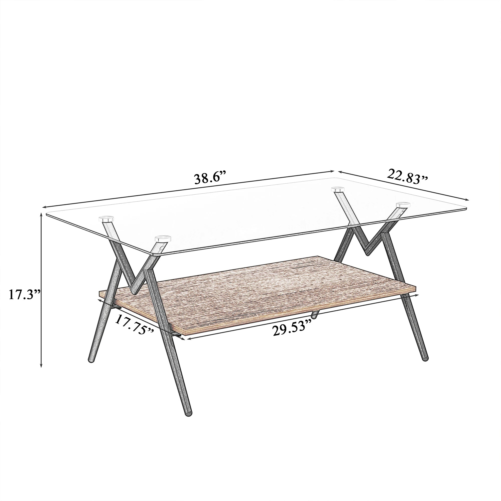 Living Room Set of 3 Piece New Shape Tempered Glass Coffee Table Side Table Set for Living Room Center Area
