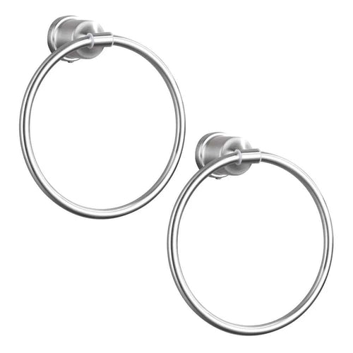 Bathroom Hardware Accessories Stainless Steel 2Pcs Round Towel Holders Wall Mounted Towel Ring for Kitchen and Bathroom