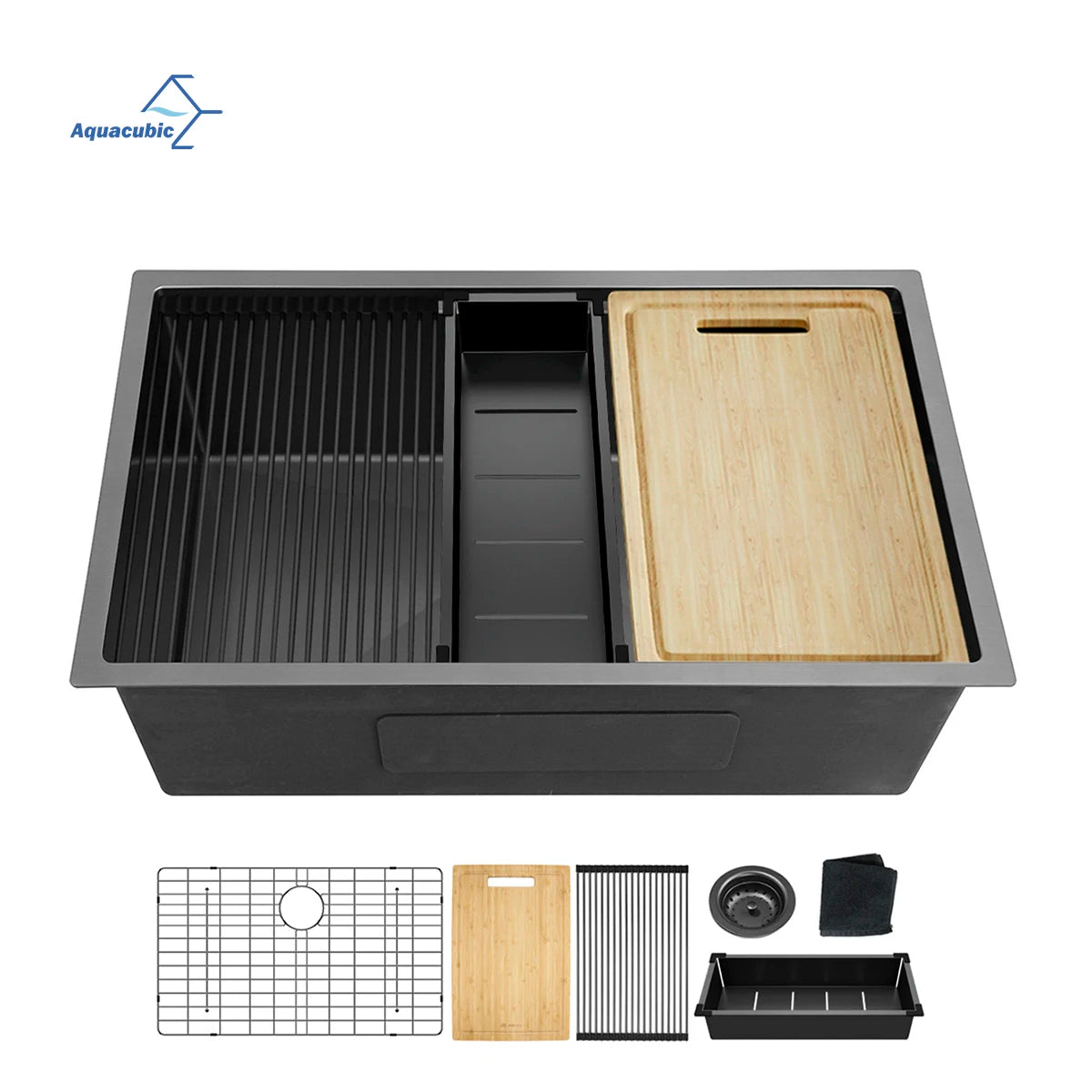 USA Free Shipping 32 Inch Workstation Gunmetal Black Stainless Steel Undermount Kitchen Sink Single Bowl