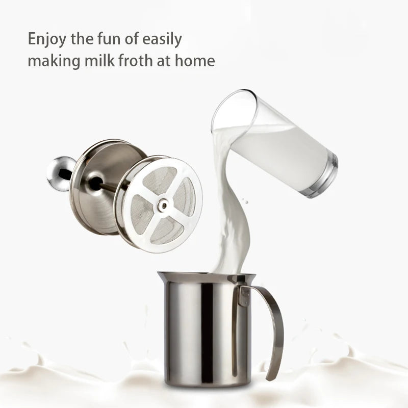 Milk Frothers Stainless Double Mesh Milk Creamer Milk Foam For Coffee Milk Egg Beater Kitchen Tool Coffee Mixer Frother 400ML