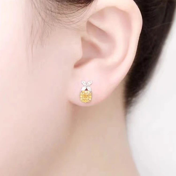 Sgarit Jewelry Manufacturer Custom Jewelry Stud Earrings 14K White Gold 1ct Yellow Moissanite Stud Earrings Anniversary Gift