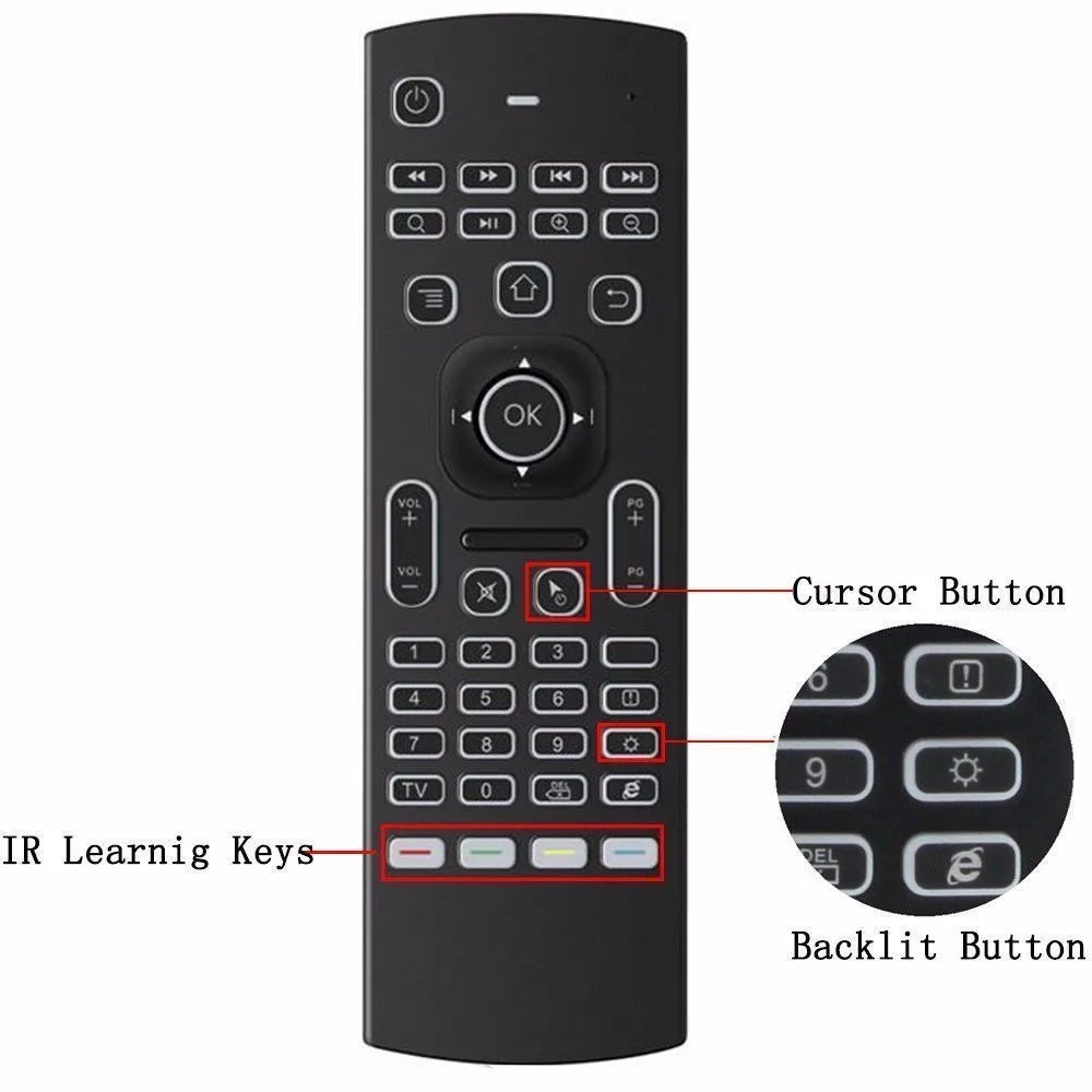 Air Mouse MX3 Learning Code 3D Tracking 2.4G Wireless Mini Keyboard USB Receiver AAA Battery 20m Range Android TV Remote Control