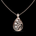 Leafy Teardrop Diamond Pendant Necklace with Link Chain Rose Gold Plated Luxury Women Engagement Wedding Party Jewelry