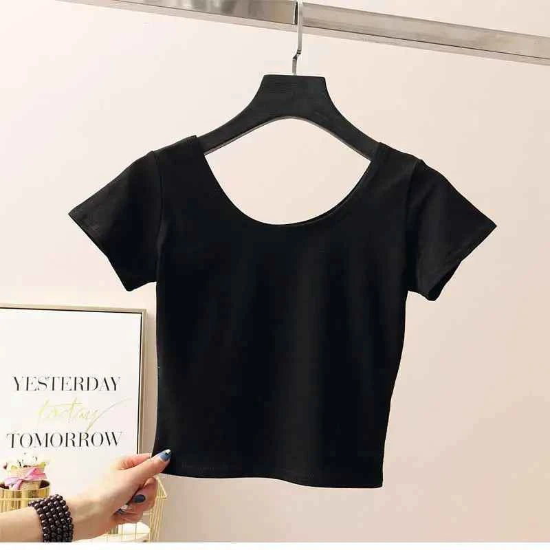 11 Colors Solid Crop Top Women T-shirt Cropped Slim High Waist Short Sleeve Basic Summer Clothes Tops Woman Clothing Tee Tshirt