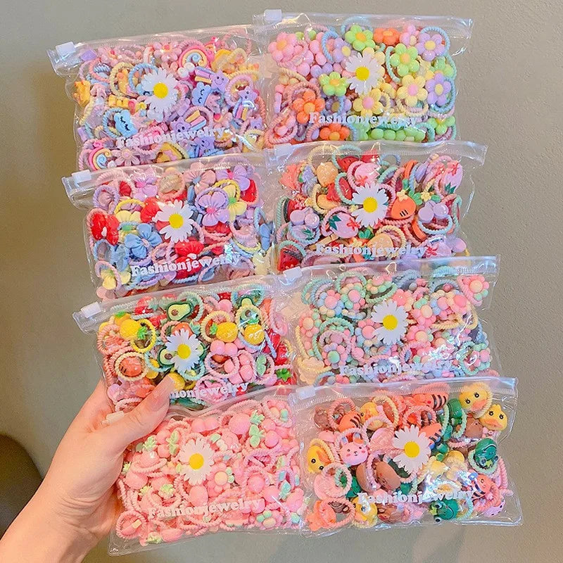 New 2024 Children Cute Candy Color Small Mini Thumb Hair Ties Set Lovely Rubber Hair Bands Girls Hair Accessories for Kids